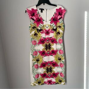 INC Women’s Tropical Bloom Island Dream V Neck Mini Sheath Dress size M